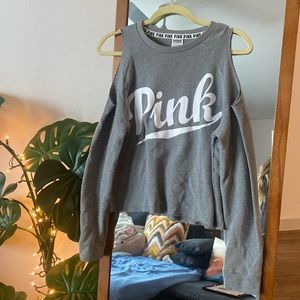 VS PINK grey “cold shoulder” sweater